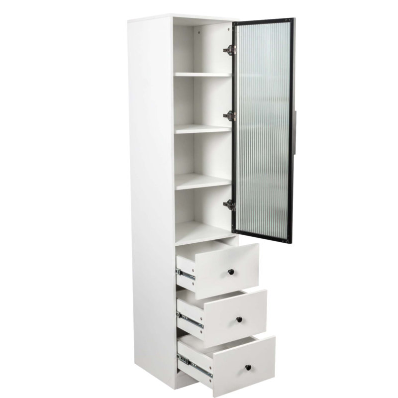 Elegant Storage Cabinet – Modern & Spacious Organizer with Glass Doors and Drawers for Any Room