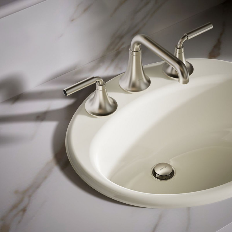 Farmington Metal Oval Drop-In Bathroom Sink with Overflow, Sandbar, 8" Center