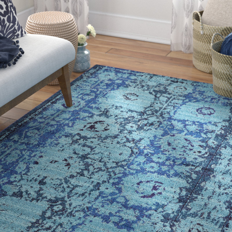 Colfin Washable Floral Indoor Rug, Rectangle 9' x 12'2"
