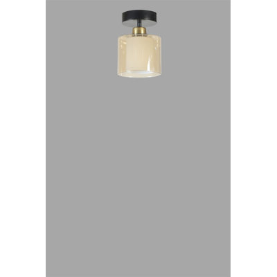 Stylish Chandelier Light Fixture, Black & Amber Glass, 5.9 in Diameter x 7.9 in Height | Durable Metal Body, E27 Socket Max 40W | Perfect for Dining Room, Living Room & Entryway | IP20 Rated, Modern Design