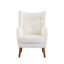Chaise d'appoint rembourrée en tissu de peluche blanc avec pieds en bois de bouleau massif Mid-Century