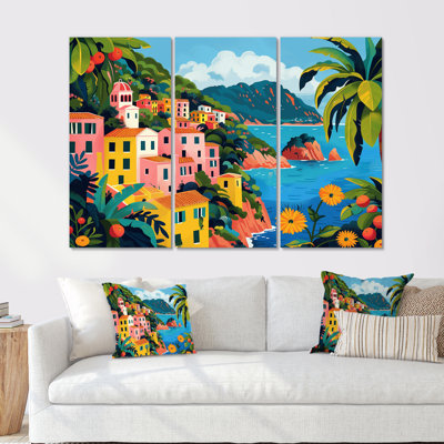 Ensemble de décorations murales roses, vertes et italiennes