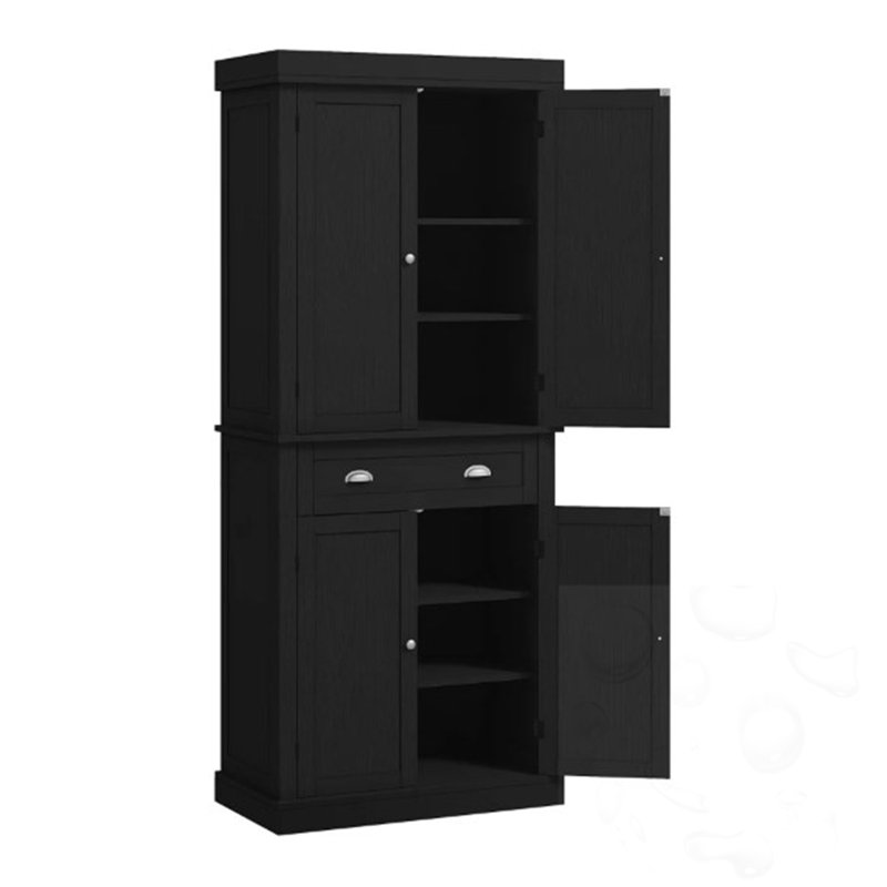 Garde-manger avec portes et tablettes, Black, White
