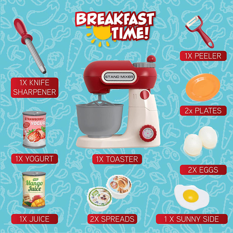 Red and White Plastic Gourmet Kitchen Appliance Play Set