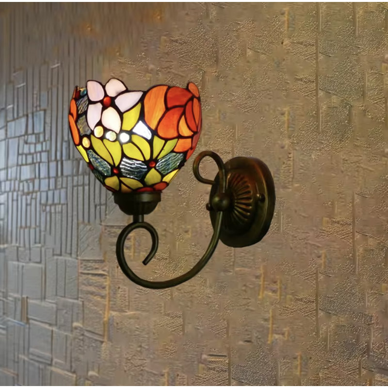 Magnifique applique murale style vitrail en mosaïque de style Tiffany