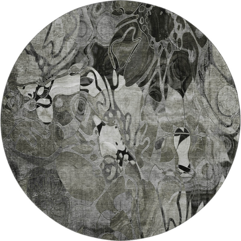 Premium Machine Washable Cerrito AMF558 Gray Rug, Round 8'