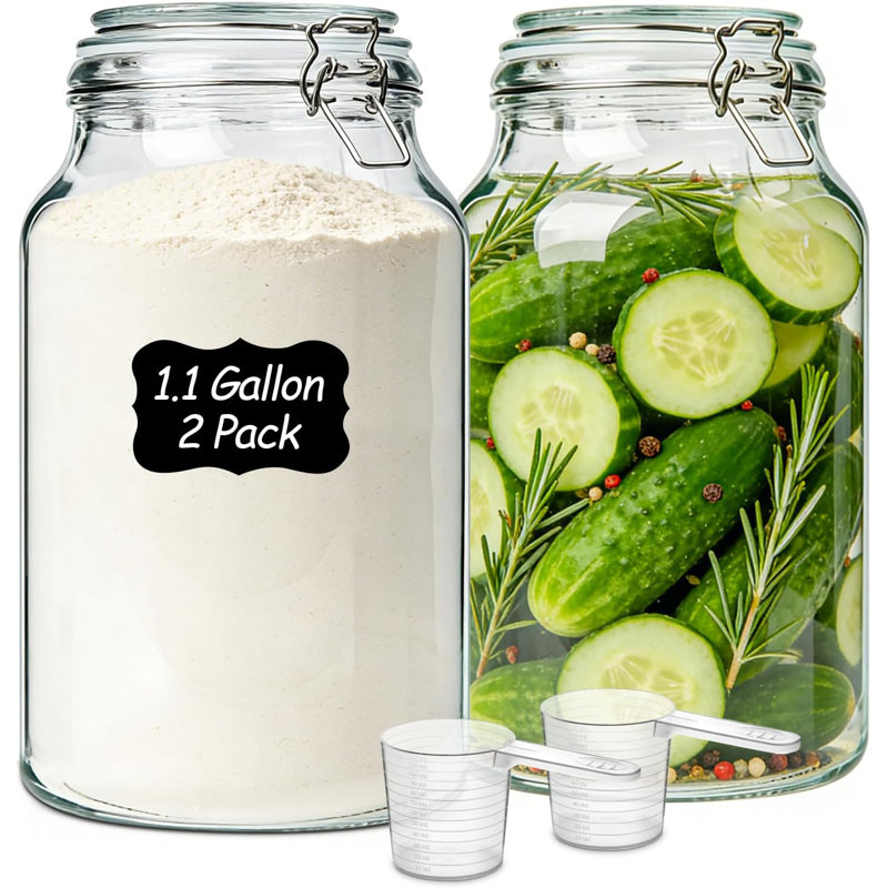 Paquet de 2 pots Mason à ouverture large de 1 gallon avec couvercles hermétiques