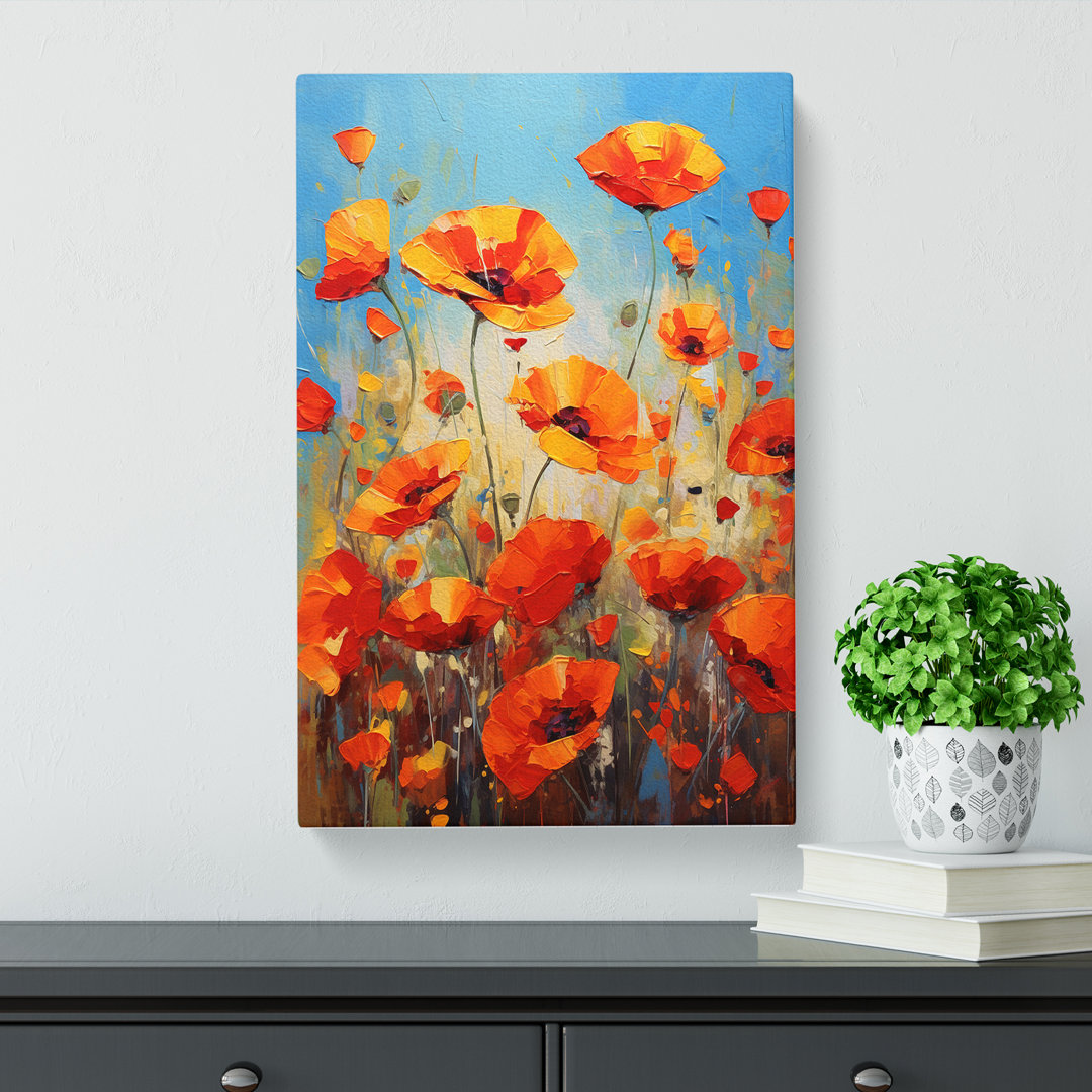 Poppy Field Expressionism - Wrapped Canvas