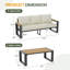 Table basse de patio en aluminium pour 3 personnes avec accoudoirs imitation bois et coussin de 12,5 cm-1951342125