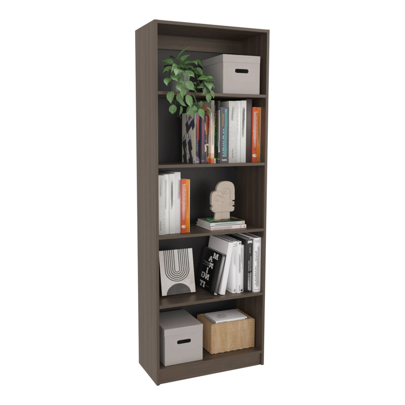 Bibliothèque Home 4 tablettes Kronos, rangement ouvert, noyer teint