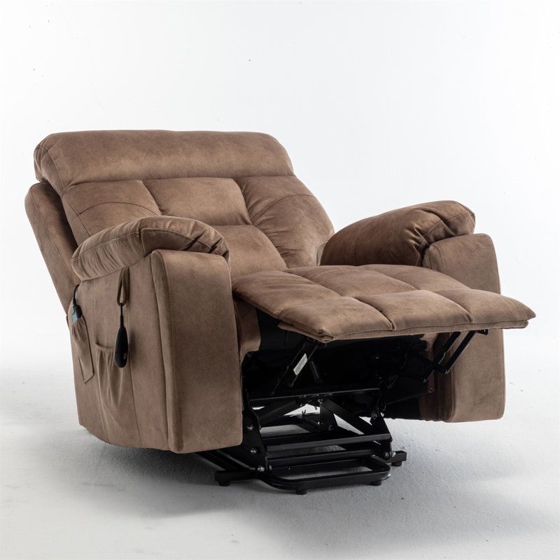 Extra-Wide Power Lift Recliner Chair With Massage And Heat, Power - Touch Panel, Antique Brown Velvet