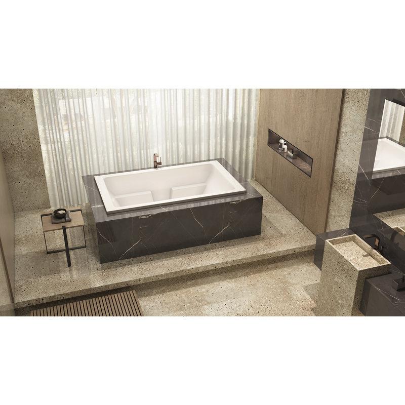 Westport 72" x 34" Drop In Combination Acrylic Bathtub, Biscuit