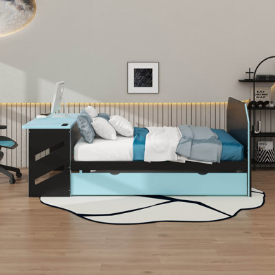 Full Size Daybed With Twin Size Trundle,Desk And USB
