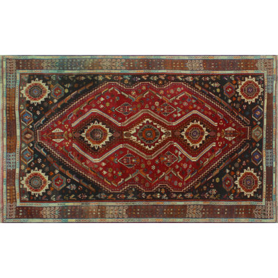 Tapis rouge délavé fin vintage Kaylanni