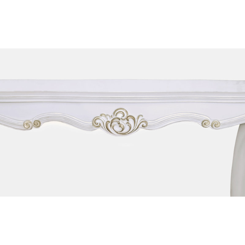 Antique Pearl Finish White and Gold Wood Sofa Table