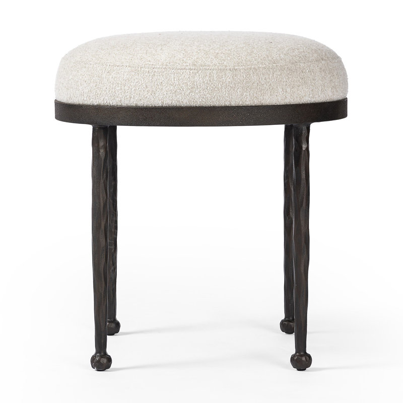 CORINNE Upholstered Accent Stool, Crete Pebble Polypropylene