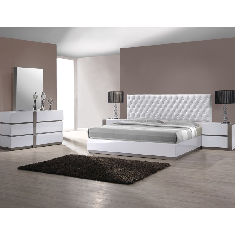 Ensemble de chambre avec lit plateforme 5 pièces Kajal , Grand