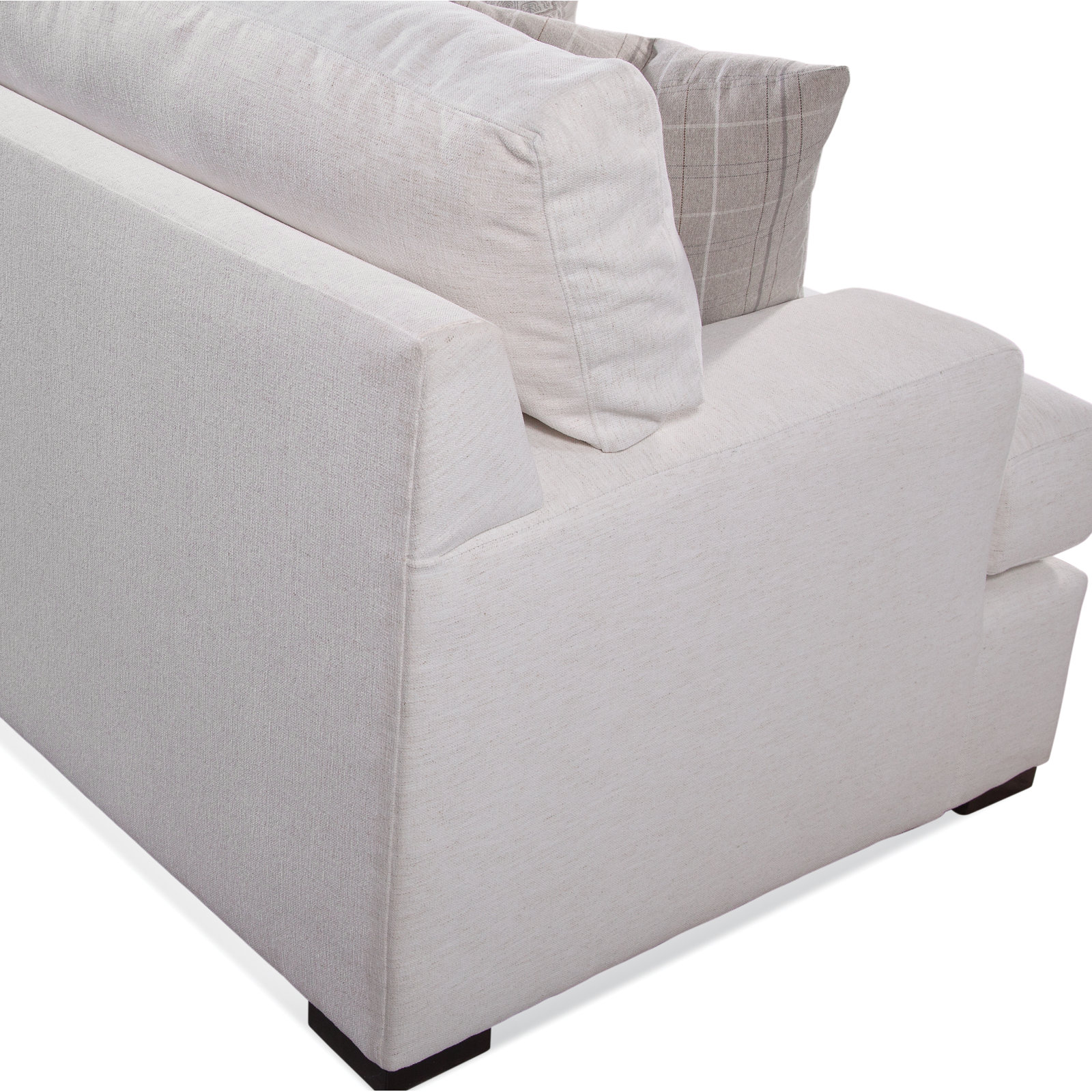 Cambria Upholstered L-Sectional, Taupe Plaid; 0126-73, Java Finish