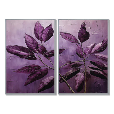 Purple Leaves Plum Precision II - Purple Traditional Canvas Prints