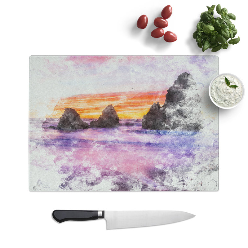 Tempered Glass Rodeo Beach Chopping Board, 28.5 cm x 39 cm