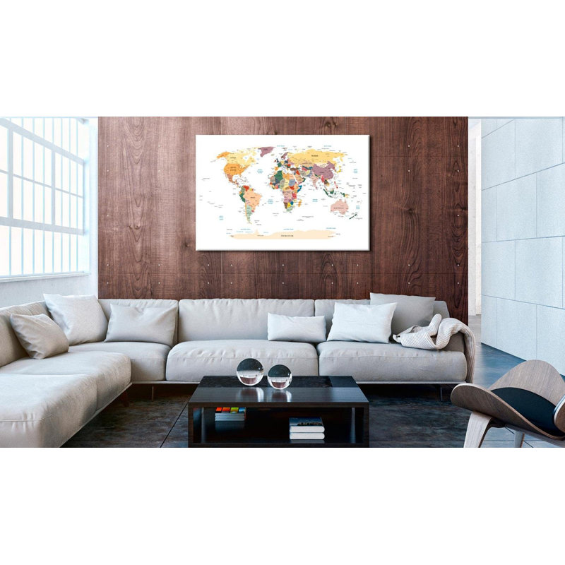 Voyage autour du monde sur toile, H 16 po x l 24 po x P 0,7 po