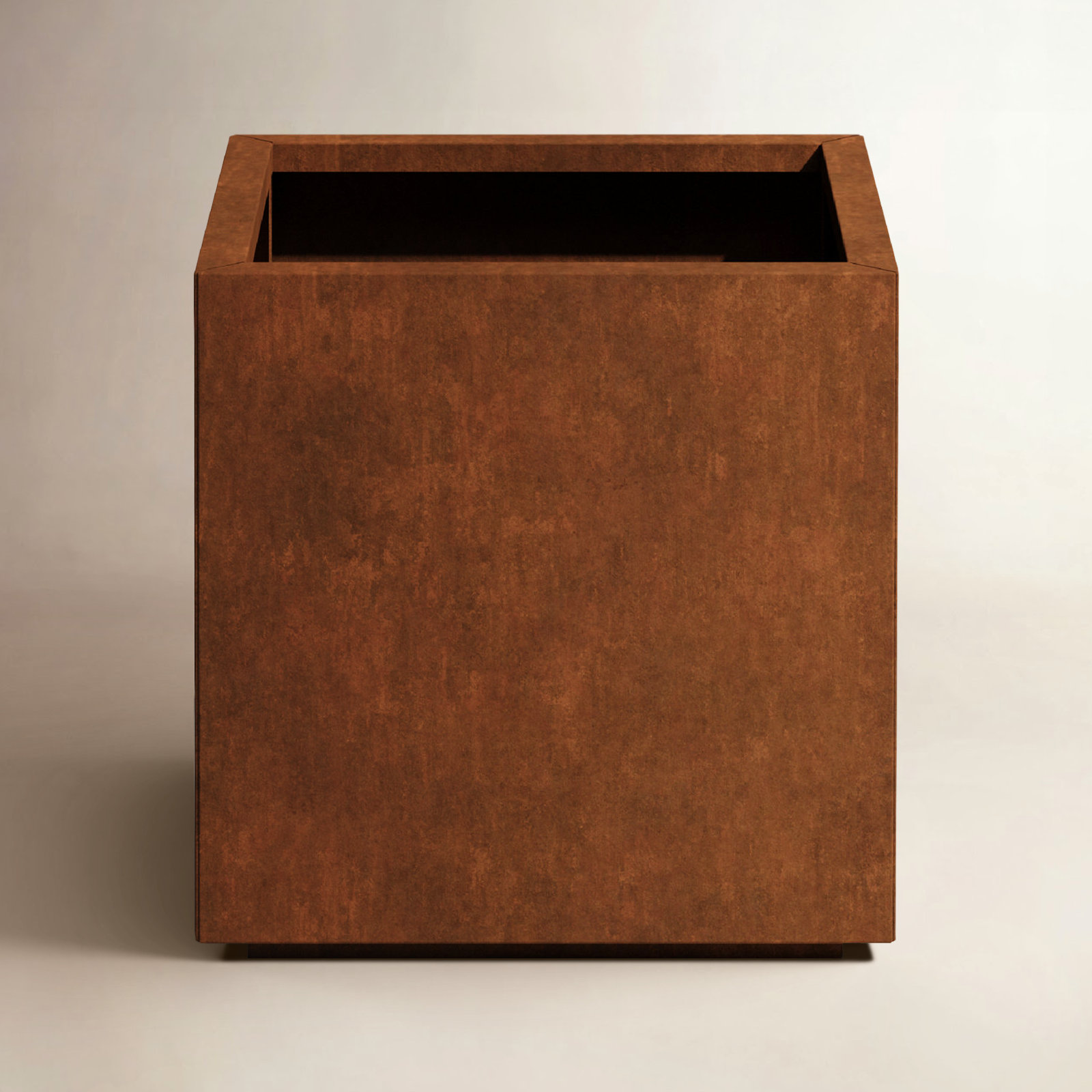 Corten Steel Series Cube Planter Box, 22" H x 21" W x 21" D