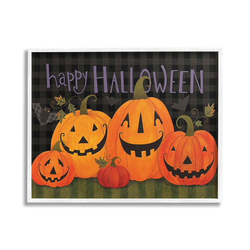 "Cadre simple d'Halloween souriant Jack-o-Lantern" par Bernadette Deming sur toile, H 16 po x l 20 po