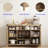 Rattan Kitchen Sideboard Buffet Cabinet With Storage And Wine Rack
