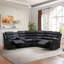 Canapé modulaire inclinable en L en similicuir Lacreta, canapé d'angle inclinable manuel avec console centrale et porte-gobelets, grand ensemble de meubles inclinables de cinéma maison pour le salon-1429073775