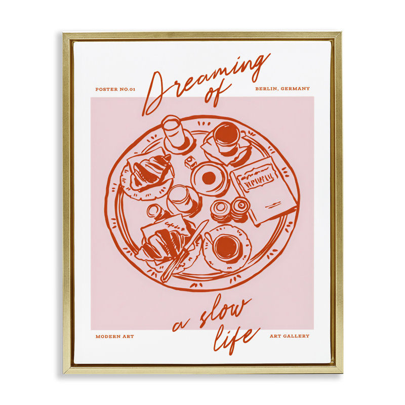 Cadre flottant Dreaming A Slow Life, design par The Prints Vibe, 21 x 17, Cadre flottant métallique doré