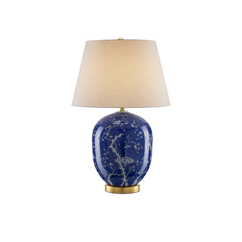 Lampe de table 31 po bleu / blanc / feuille d'or Sakura