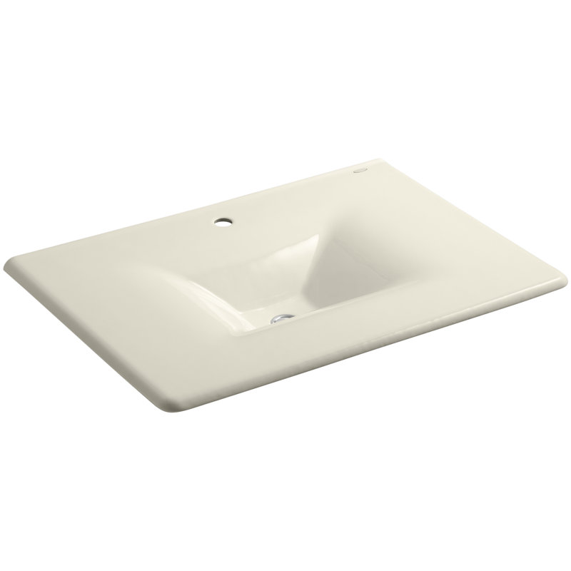 Lavabo de salle de bain Â« Iron/Impressions Â» de 31 po avec trou pour robinetterie, Amande, Single