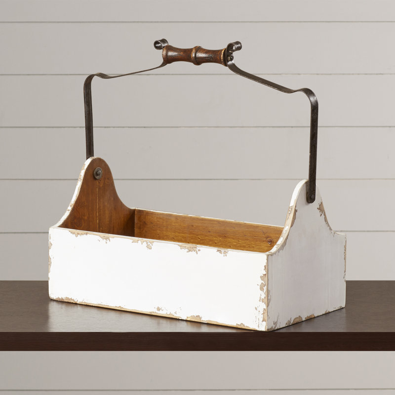 August Grove® Solid Wood Decorative Bin, White