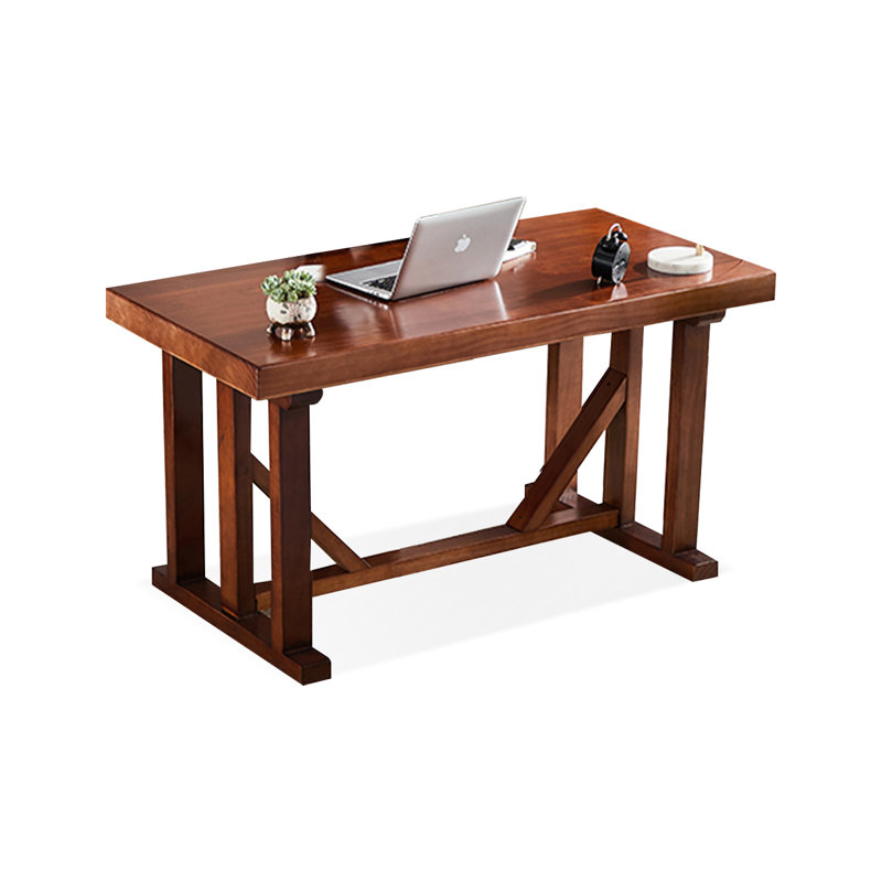 Bureaux rectangulaires en bois massif foncé noyer foncé, H 29,53 po x l 55,12 po x P 27,56 po