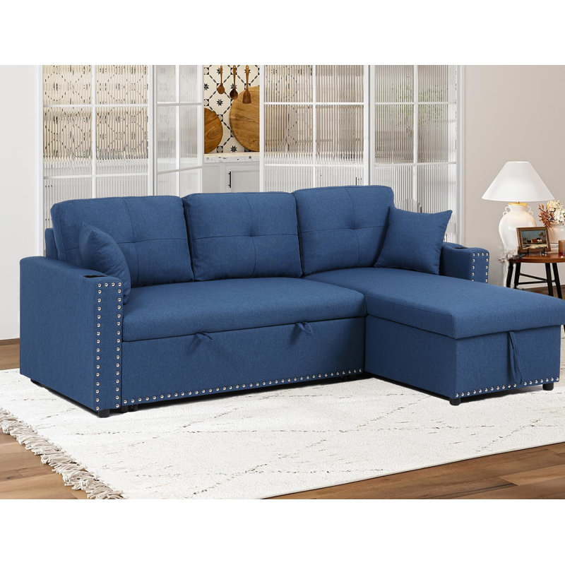 Motha L-Shaped Sleeper Sectional with Storage , Blue