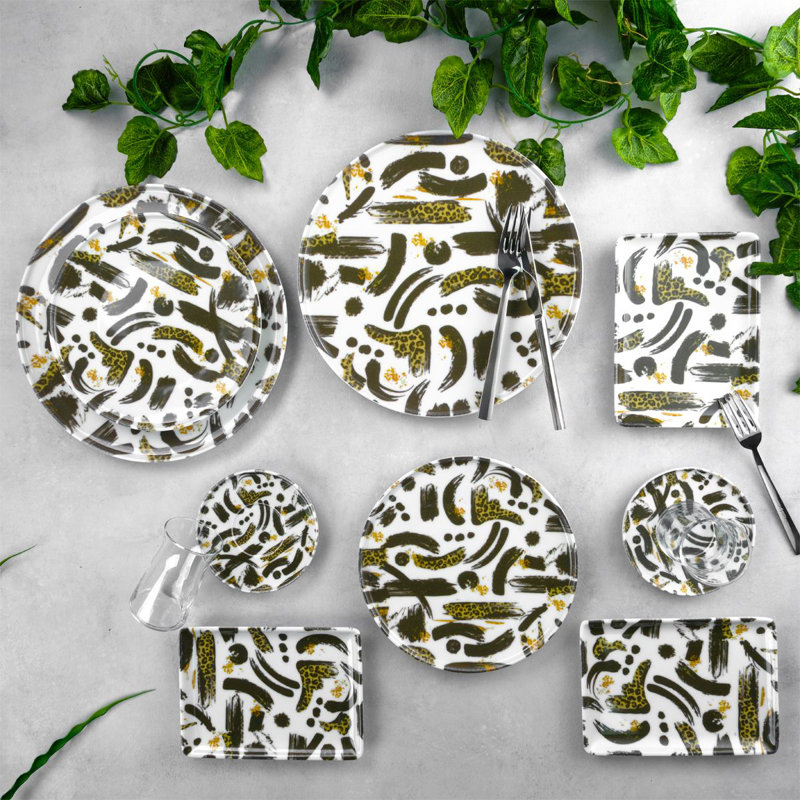 Ensemble de petit déjeuner (30 pièces), Vert abstrait