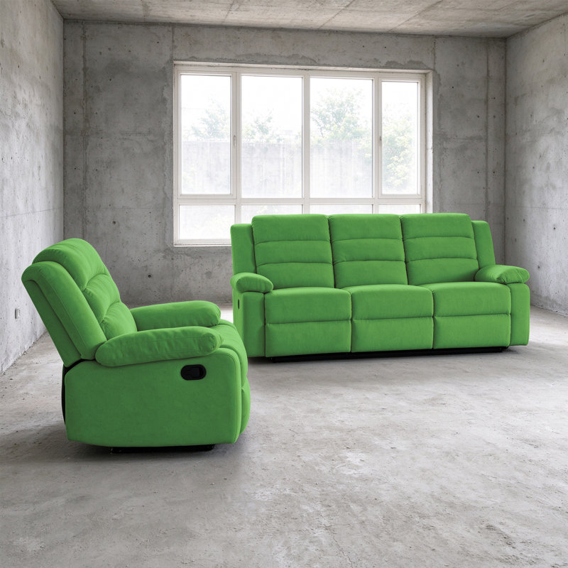 2-Piece Manual Reclining Living Room Set with Sofa and Recliner Chair, Corduroy, Oatmeal