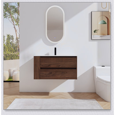 Meuble-lavabo mural 36 po avec lavabo en céramique