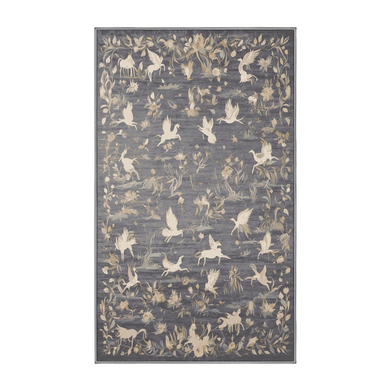 Machine Washable Gray Area Rug