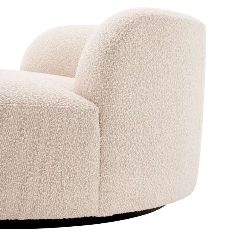 Björn 59.06'' Armless Curved Loveseat, Bouclé Cream Polyester Blend