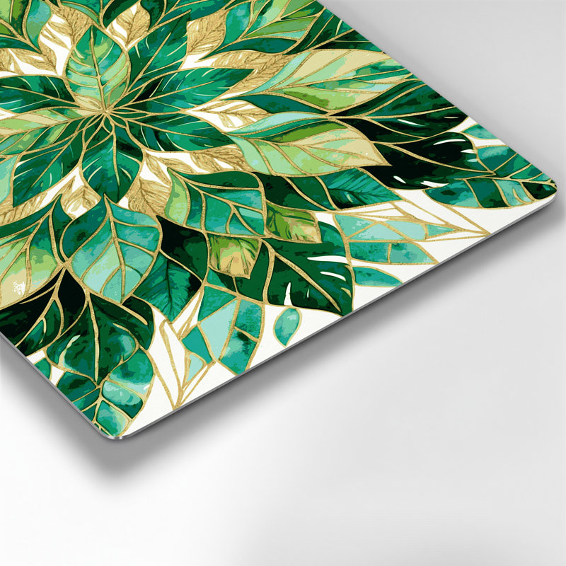 «Botanical Geometric Leaf», art mural en métal beige, H 12 po x l 18 po