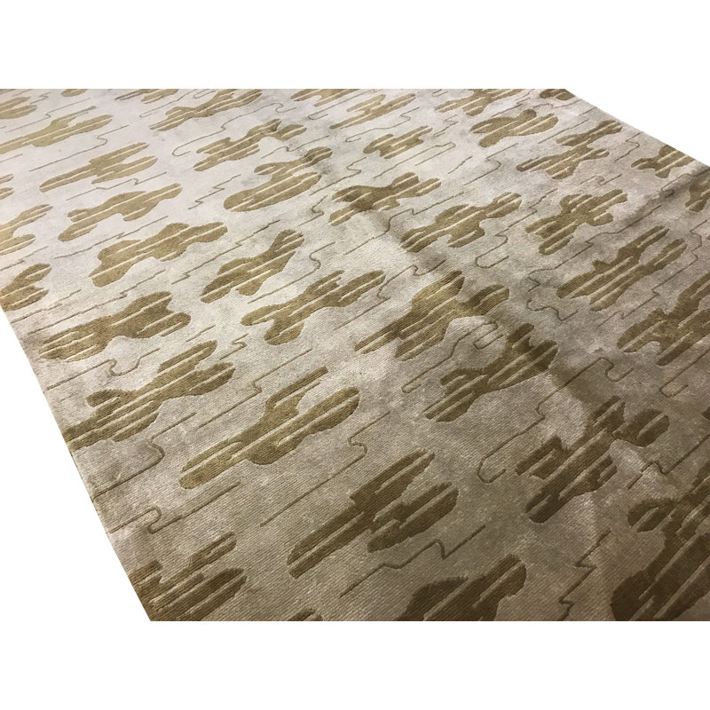 Tapis beige et crème noué à la main de haute qualité