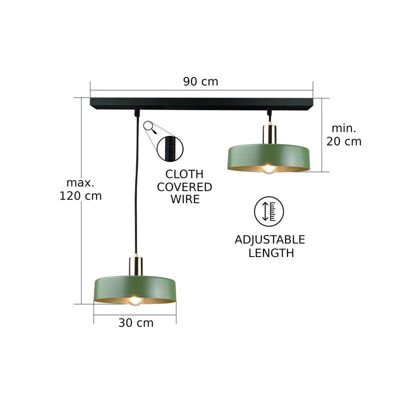 Bhavi 2 - Light Drum Pendant, Green, Khaki Gold
