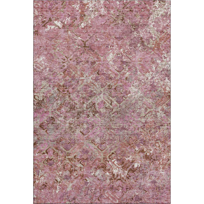 Premium Machine Washable Prisco Pink Rug
