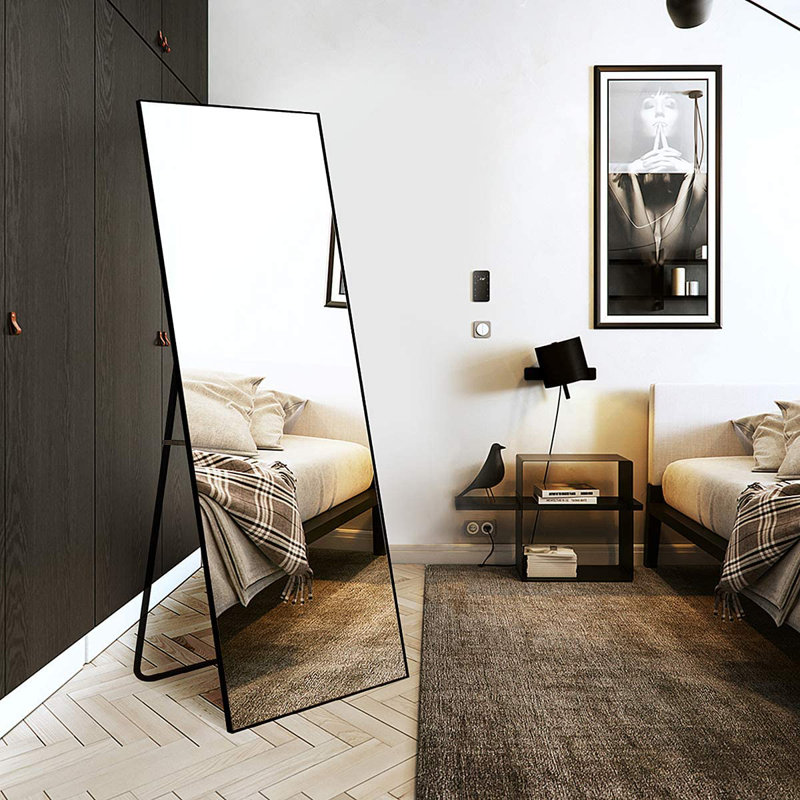 Miroir de plancher pleine longueur FL, Noir, 65 po x 22 po