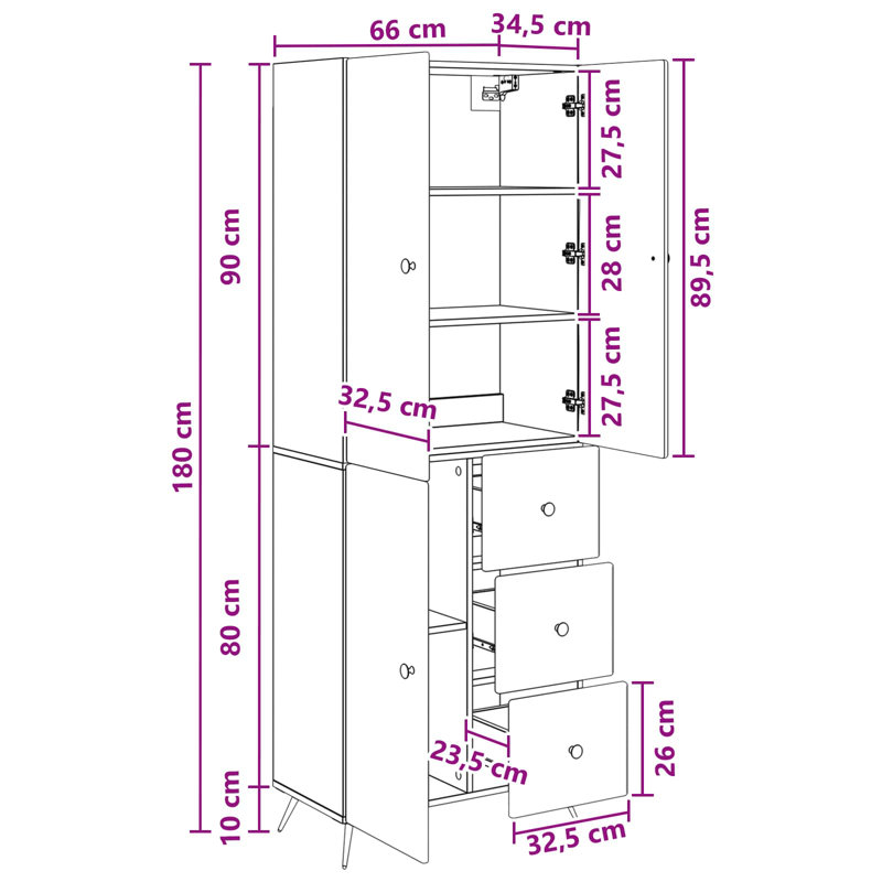 3 -Door 3 Storage Cabinet, Old Wood