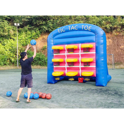 9-Ball Inflatable Basketball Hoop Carnival Game, Vinyl, for Outdoor Event Rental