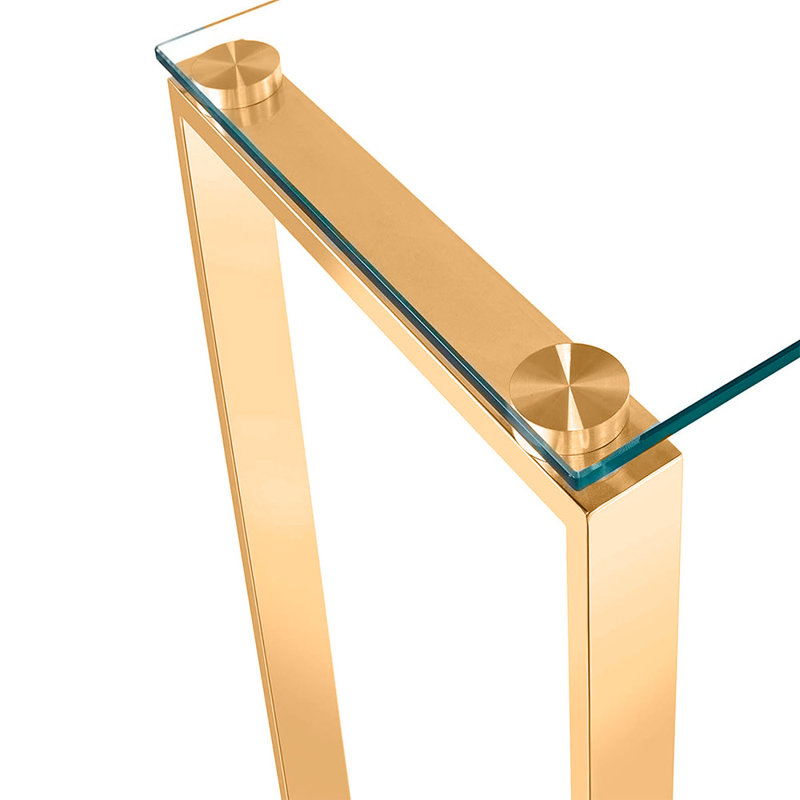 Lenita 30'' Glass Top Console Table, Gold, 30" H X 30" X 8" D