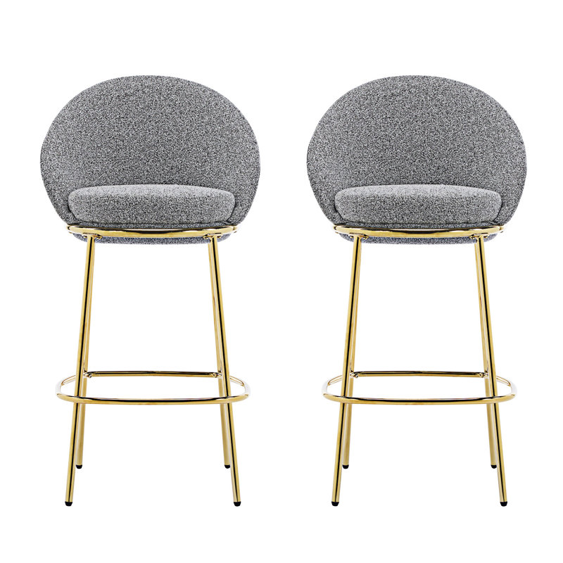 Ensemble de 2 tabourets de bar rembourrés, Gris
