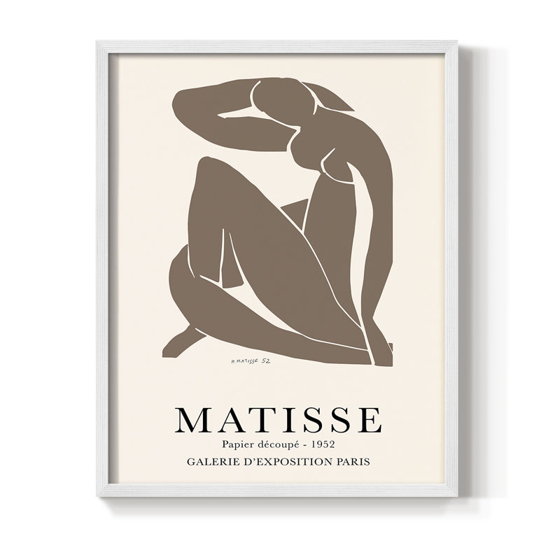 Matisse CCVI, reproduction encadrée - bois massif, Blanc, H 10 po x l 8 po